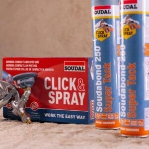 Cola de Impacto Soudal en Spray, Kit con Pistola